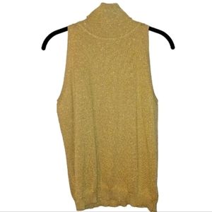 Ralph Lauren Women's Large Gold Silk Blend Sleeveless Turtleneck, Metallic!